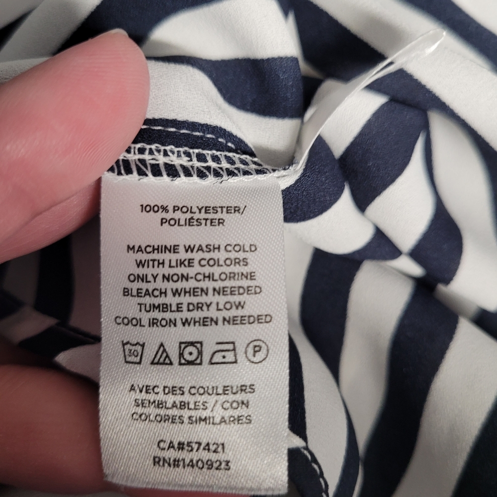 Loft Striped Smocked Split Neck Shell - image 4